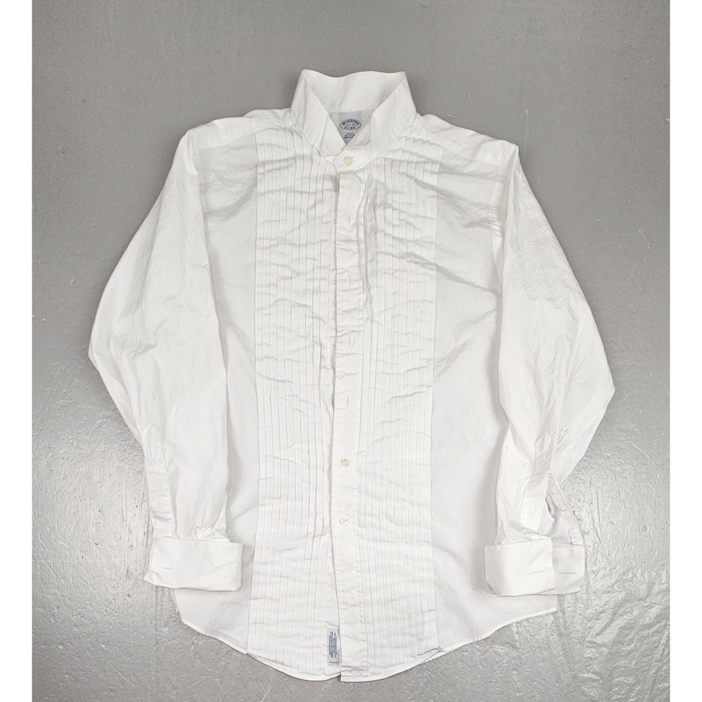Vintage Brooks Brothers Tuxedo Shirt Mens 16.5-35 White Slim Fit French Cuffs